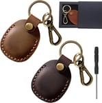 Airtag Keyring Holder 2 Pack-Genuine Leather Air Tag with Cross Suitable for Air