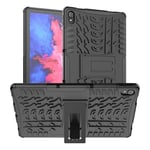 Coque en TPU texture du pneu, antichoc avec béquille noir pour votre Lenovo Tab P11/P11 5G