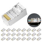 Lot de 25 Connecteur RJ45 CAT6/CAT5/CAT5E, 1Gbps Embout de Connecteur Blindé RJ45 8P8C, Connecteur Sans Outil pour Transmission de Données Haute Vitesse Ethernet.[G737]