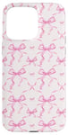 iPhone 15 Pro Max Aesthetic Pink Ribbons and Bows in Watercolor Case