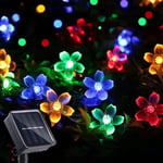 Solcellsdrivna Blomstringar Ljussträngar Utomhus Vattentäta 50 LED-Fairy Lights Dekorationer för Trädgård Staket Patio Yard Julgran, Gräsmatta, Fest (Flerfärgad) Multicolor