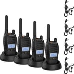 Bf-88St Pro Pmr446 Talkie Walkie Rechargeable Sans Licence Avec Grande Portee,Ecran Lcd,Double Montre Vox,Chargeur Usb De Bureau Et Ecouteurs Pour Le Camping En Plein Air,4Pcs