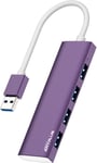 Hub USB 3.0 en Alliage d'aluminium Ultra Fin, répartiteur USB Portable à 4 Ports, hub USB pour Ordinateur Portable, PC, MacBook, iMac, Surface Pro, Mac Pro, clé USB, XPS [Violet]