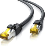 1m Câble réseau Cat 7 Ethernet Gigabit 1 mètre, Câble Patch 10000 Mbits, Câble Gigabit Local LAN 10 Gbps, Blindage S/FTP PIMF avec fiches RJ45, Switch routeur Modem Point d'accès, Noir