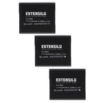 EXTENSILO 3x Batteries compatible avec Sony Cybershot DSC-W610, DSC-W620, DSC-W560, DSC-W570 appareil photo, reflex numérique (630mAh, 3,7V, Li-ion)