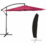 Happy Garden - Parasol déporté oahu rond 3m de diamètre fuchsia + housse