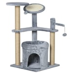 87 cm Cat Tree Tower with Scratching Post, Condo Bed Perch Ball Toy