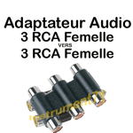 Adaptateur Coupleur 3 x RCA Femelle vers 3 x RCA Femelle Capot Plastique