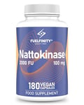 NoN-Gmo Nattokinase 2000FU | 180 days supply | Cardiovascular Support | Long term tested dosage 100mg contributing to blood circulation | FuelFinity® Excellent Manufacturing Standards | Vegan (1 Pack)