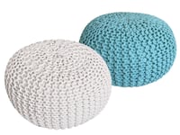 Golvkudde Stickad pall pouf 2 st. Ø 55 cm grovt stickad