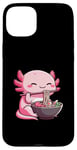 Coque pour iPhone 15 Plus Axolotl Mangeant des ramen Kawaii Anime Mangeant des nouilles japonaises