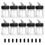 10-pack glasburk airbrush-flaskor kit, 22cc tomma airbrush-burkar, transparent airbrush-färgförvaringsburk med [DB] Transparent