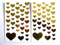 Shiny Gold Heart Stickers - Kids/Childrens Labels for party bags, scrap books, card making or notebook decoration