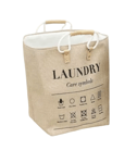 Beige Foldable Laundry Basket, Collapsible Laundry Hamper, Portable Handle