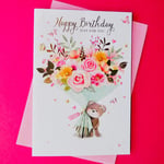 Open Cute Happy Birthday Card Female Woman Ladies Nice Flowers Floral Friend