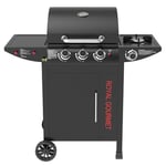 Royal Gourmet Barbecue Gaz à 3+1 Brûleurs en Acier Inoxydable, Gril à Gaz sur Chariot de Puissance 11,5 kW avec Tablette et Thermomètre, 2 Roues et 1 Porte, Adapté pour Jardin et Extérieure, Noir