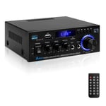 HIFI-Amplificateur, Mini récepteur amplificateur audio stéréo Bluetooth, AK45 2-canaux numérique amplificateur audio 12V/220v 400W avec Radio FM,entrée de carte SD/USB pour la maison ou la voiture