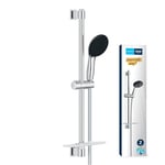 GROHE Vitalio Start 110, Ensemble de douche avec Douchette 2 jets (Pluie et Stimulant), Barre 60cm, Flexible de douche 1,75m et Tablette, A coller avec GROHE QuickGlue ou à visser, Chromé, 26952001