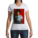 T-Shirt Femme Col V Michael Jackson Enfant 1971 Portrait Chanteur Pop Star