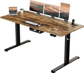 Airfish Electric Standing Desk with USB Charging, Height Adjustable Desk with Cable Management, Sit Stand Computer Desks Rising Table,Smart Home Office Desk160 x 80 cm, Black Frame/Rustic Brown Top