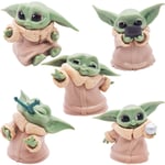 Cartoon Cake Creative Decoration Tomicy 5PCS Baby Yoda Mini Figures Set Creative Animal Shape Birthday,Party Cake Set, Party Supplies Cupcake Figurines