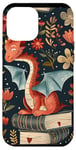 Coque pour iPhone 12 Pro Max Motif de ver de bibliothèque Cute Dragon Books Cottagecore