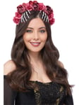 Smiffys Red Rose & Skeleton Hand Headband