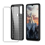 Carbon Case for Motorola Moto G Pure Phone Cover and Glass Screen Protector