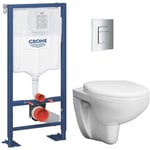 Grohe - solido Pack Bâti-support + Cuvette suspendue + Abattant + Plaque chrome (AUTOPORTANT-BAU-1)