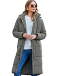 Zeagoo Manteau Femme Veste D'hiver Veste Chaude Veste D'extérieur avec Capuche Manteau Matelassé Sportif Femme Parka Gris Foncé XL