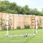 Fotbollsnät med rebounder vit&svart 184x61x123 cm stål och PE