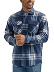 Wrangler Authentics Veste Chemise en Polaire à Carreaux à Manches Longues Bouton Bas, Total Eclipse, XL Homme