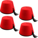 5  x Adult Red Fez Hat Tommy Cooper Tarboosh Turkish Fancy Dress Up Costume Hats