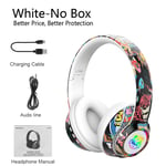 White Ensembles d'écouteurs Bluetooth sans fil Graffiti pour enfants, DJ dans le micro, lumière LED RVB, PC Gamer, écouteurs, prise en charge de la carte TF, sauna ""Nipseyteko