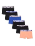 DIM Boxer Garçon EcoDIM Coton Stretch Coloré x6, Bleu/Noir/Noir/Orange/Noir/Noir, 8 ans