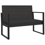 Banc de jardin meuble de patio d exterieur terrasse avec coussins noir 106 cm resine tressee