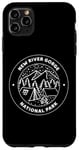 Coque pour iPhone 11 Pro Max Parc national de New River Gorge, camp, montagne, feu, arbre, lune