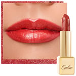 OULAC Métallique Briller Rouge a Levre Orange, Rouge à lèvres Pailleté Très Pigmentés et Crémeuse, Hydratation Longue Durée et Confort pour les Lèvres, Vegan, 4,3g (02) Dangerous