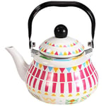 Enamel Whistling Kettle Light Weight Whistling Kettle with Traditional/Retro Spout for Hob Or Stove Top,Pink,2.5L