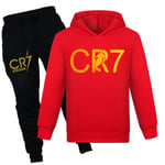 Cristiano Ronaldo CR7 Cosplay Kostymer Barn Fotboll Hoodies Byxor Barn Högkvalitativa Kläder Set Red 130cm