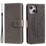 Trolsk Mandala Wallet with Strap (iPhone 15 Plus) - Grå