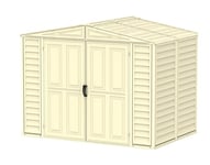 Duramax DuraMate 8 x 6 (3.85 m²) Abri de jardin en plastique avec kit de fondation en métal, structure de toit en métal robuste, abri en vinyle sans entretien - Ivoire