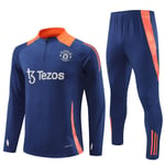 2425 Ny Manchester United Långärmad Halv Zip Träningströja för Vuxna och Barn Royal blue 18