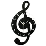 N\C Radio Controlled 3D Clef Music Note Wall Clock Modern Minimalist Wall Clock Quartz Movement For Bedroom Living Room Personality Decoration