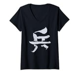 Womens Soldier / Army (Chinese Character) INK Military V-Neck T-Shirt