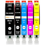 Amaprint 5 XL cartridges compatible with Canon PGI-580 CLI-581 for Pixma TR7500 TR7550 TR8550 TS6100 TS6150 TS6151 TS6250 TS6251 TS6350 TS6351 TS705 TS9540 TS9541c TS9550 TS9551c