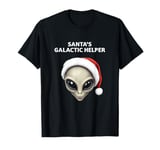 Santas Galactic Helper Grey Alien Head Santa Hat UFO UAP T-Shirt