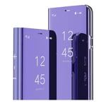 IMIRST Coque à Rabat pour Samsung A24 4G - Housse étui Miroir Smart View Standing Support 360° Protecteur Compatible avec Samsung Galaxy A24 4G. Flip Mirror: Purple