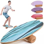 POWRX Surf Balance Board Wood/Balance Skateboard inkl. Wheel - Koordinationsträning för surfbräda, surfbräda, skateboard, sportbalansbräda, styrke-