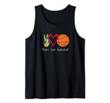 Funny Hippie Gifts Peace Love Basketball Game Day Sports Fan Tank Top